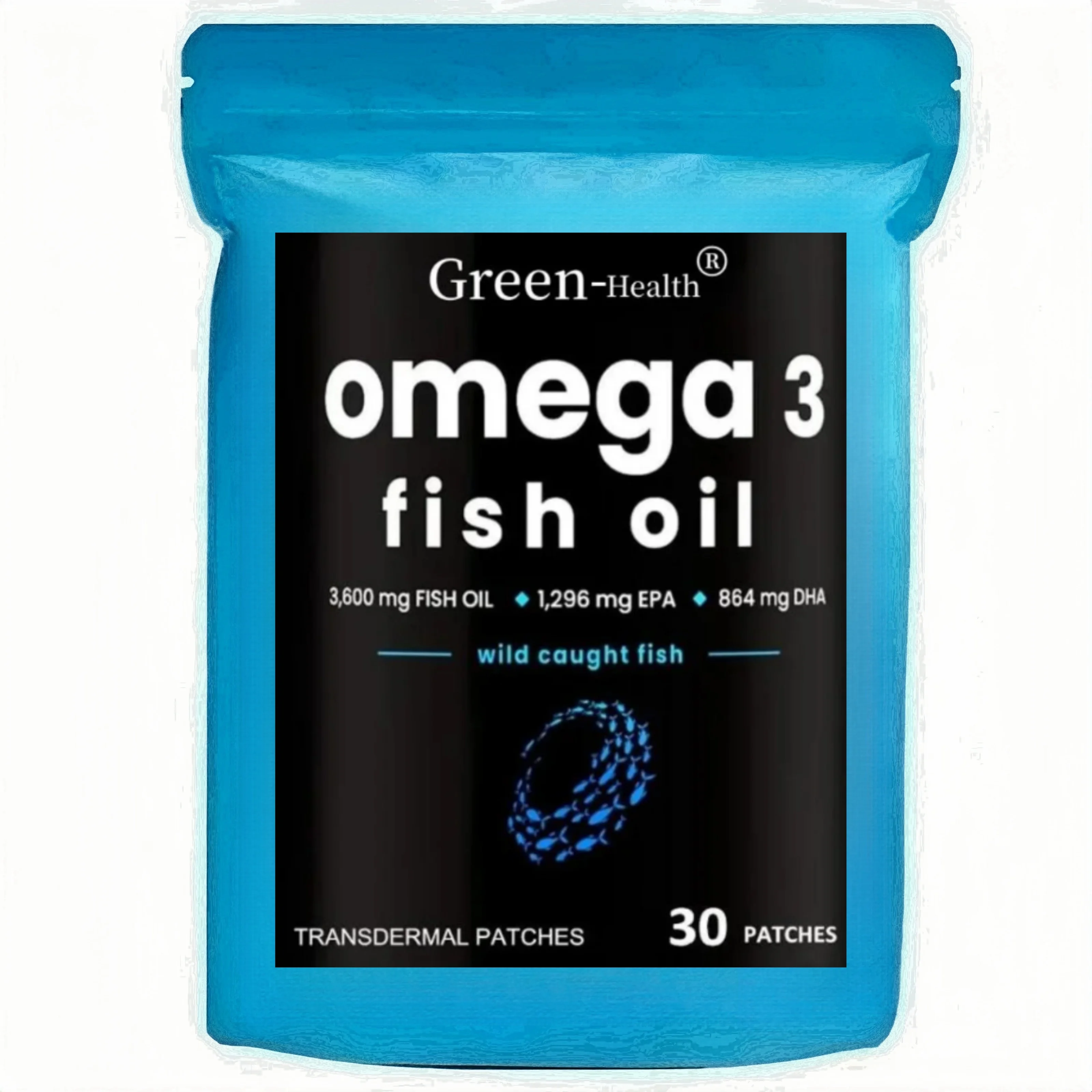 30 Patches Omega 3 Fish Oil Transdermal Patches Support Heart, Brain, Joints, Skin, Eyes & Immune Health