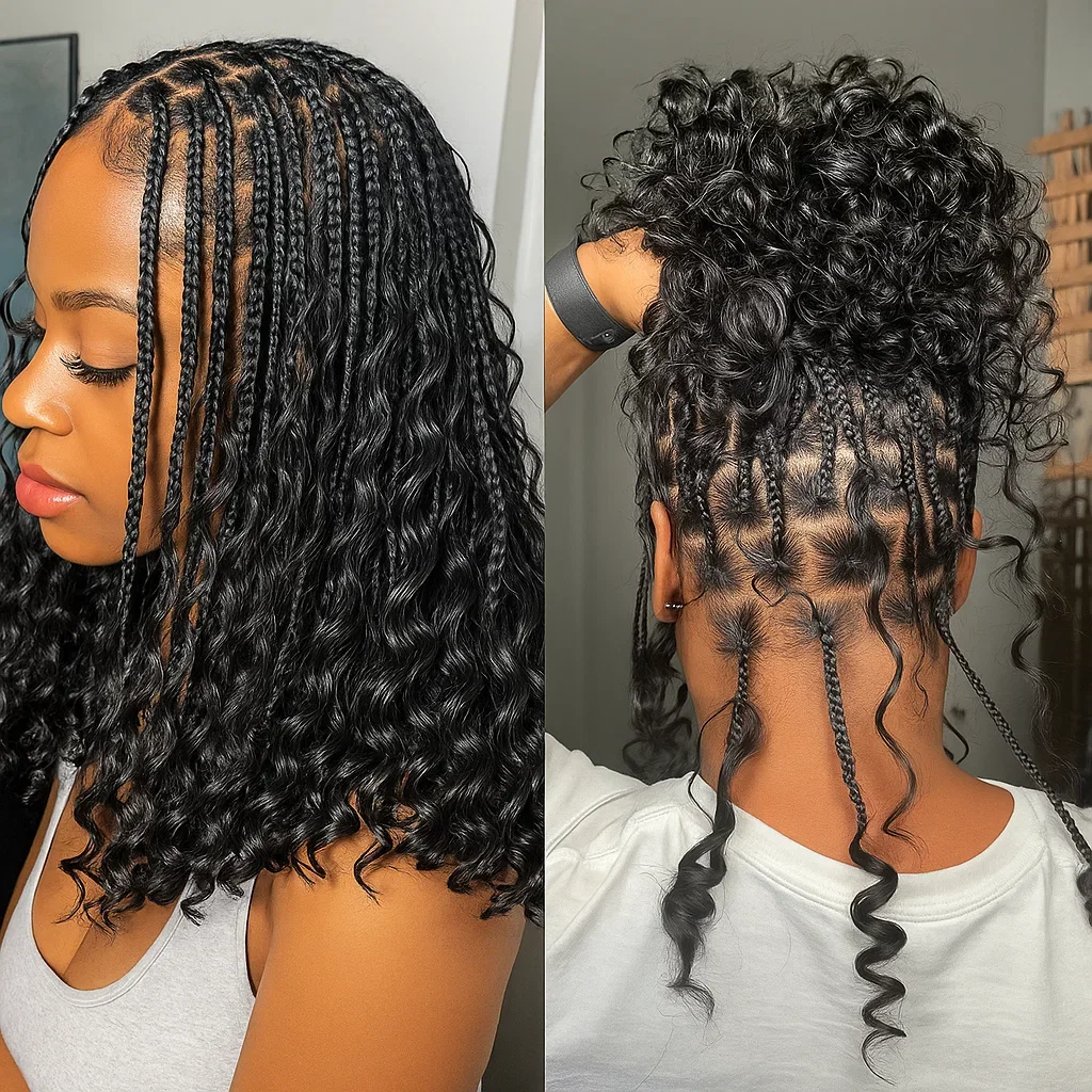 

12A Small Spirals Curly Feather Crochet Hair Extensions Invisible String Deep Wave Pre Separated Knotless Kinky Curly Hair