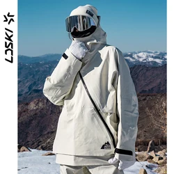 LDSKI New Ski Suit 3L Hard Shell Long Slanting Zipper Waterproof Windproof Breathable Warm Winter Outdoor Snowboarding Women Men