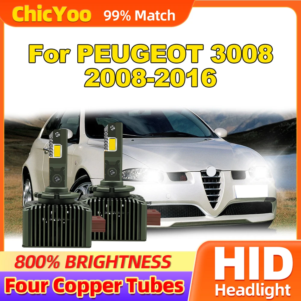 

120W Four Copper Tubes Xenon Lights 30000LM CSP Chips Auto Headlamps 12V 6000K White For PEUGEOT 3008 2008-2013 2014 2015 2016