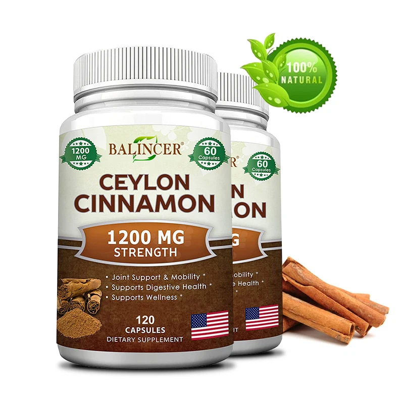 Premium Ceylon Cinnamon 1200 mg Organic All-Natural Supplement for Blood Sugar Levels, Circulation, Brain and Joint Health