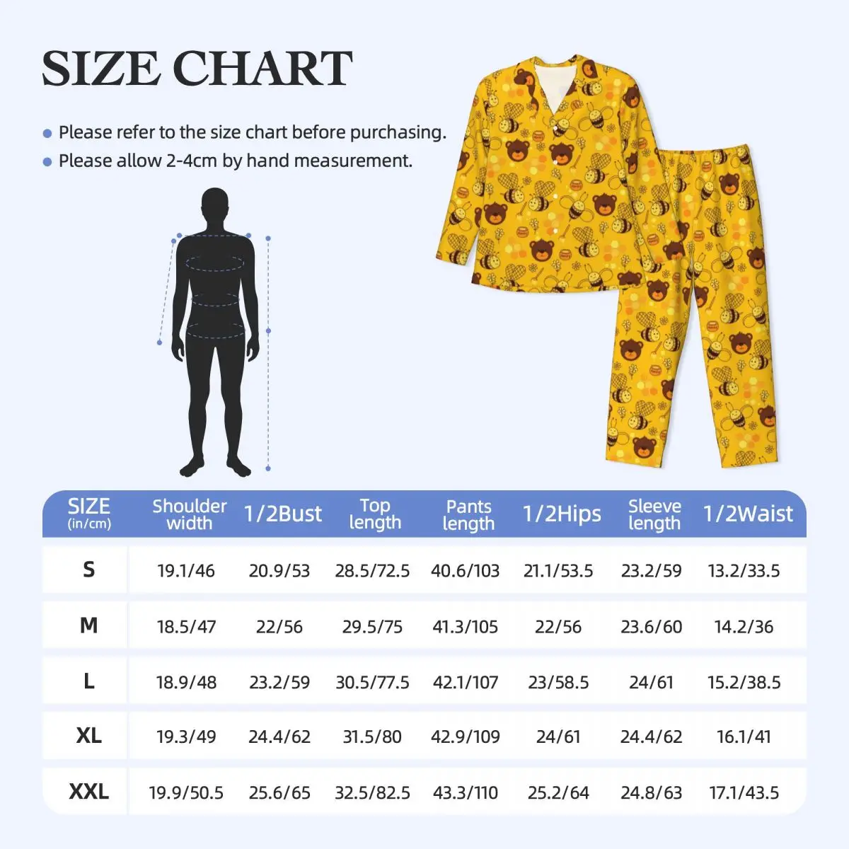 Cartoon Bees Print Pajama Sets Autumn Cute Funny Bears Soft Daily Sleepwear Couple 2 Piece Casual Oversized Graphic Home Suit