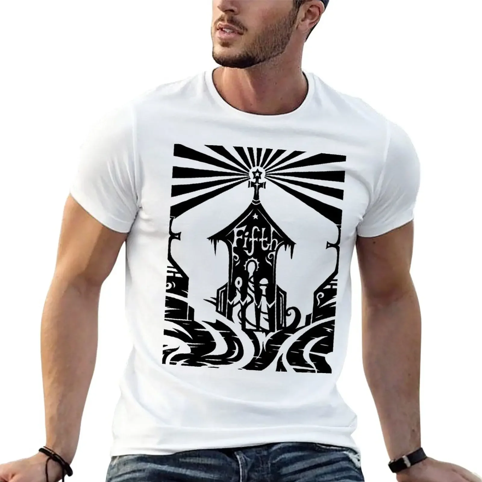 

New SCP - The Fifth Church T-Shirt anime stuff street wear plus size tops men graphic t shirts