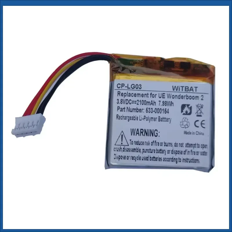 CP-LG03 Rechargeable Li-Polymer Battery 3.8V 2100mAh for Logitech UE Wonderboom 3 Bluetooth Speaker Batteries