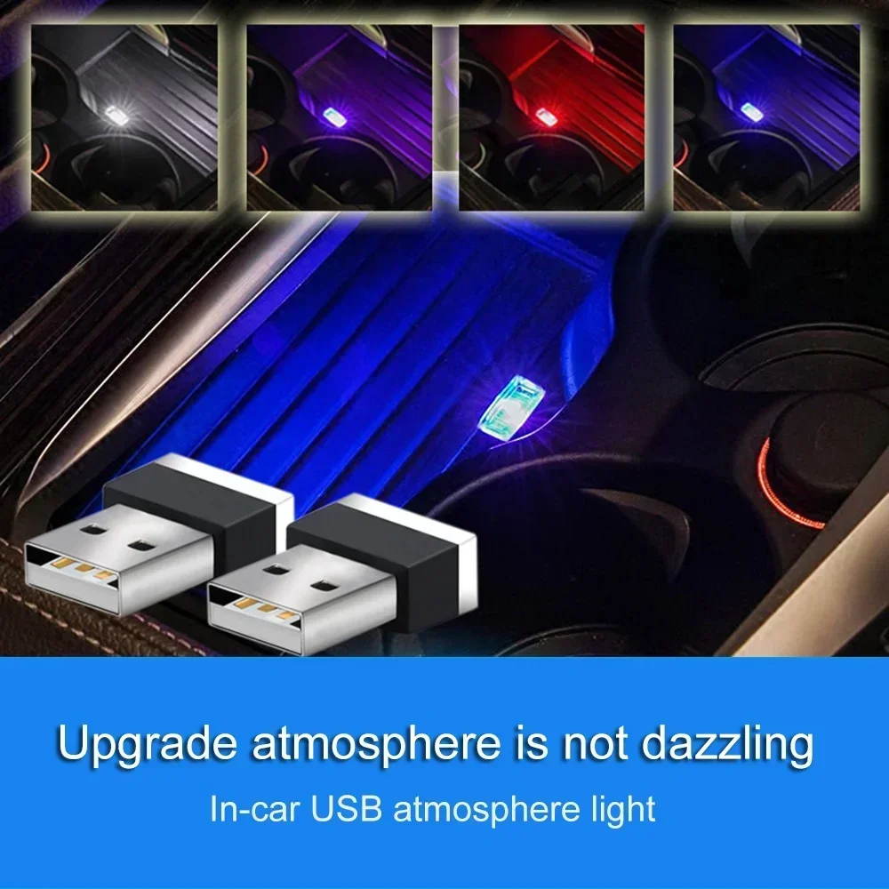 ไฟ LED ภายในรถยนต์แบบมินิ USB สำหรับตกแต่งบรรยากาศ ไฟฉุกเฉินสำหรับยานพาหนะ เสียบและใช้งานได้ทันที แถบไฟ LED 12V