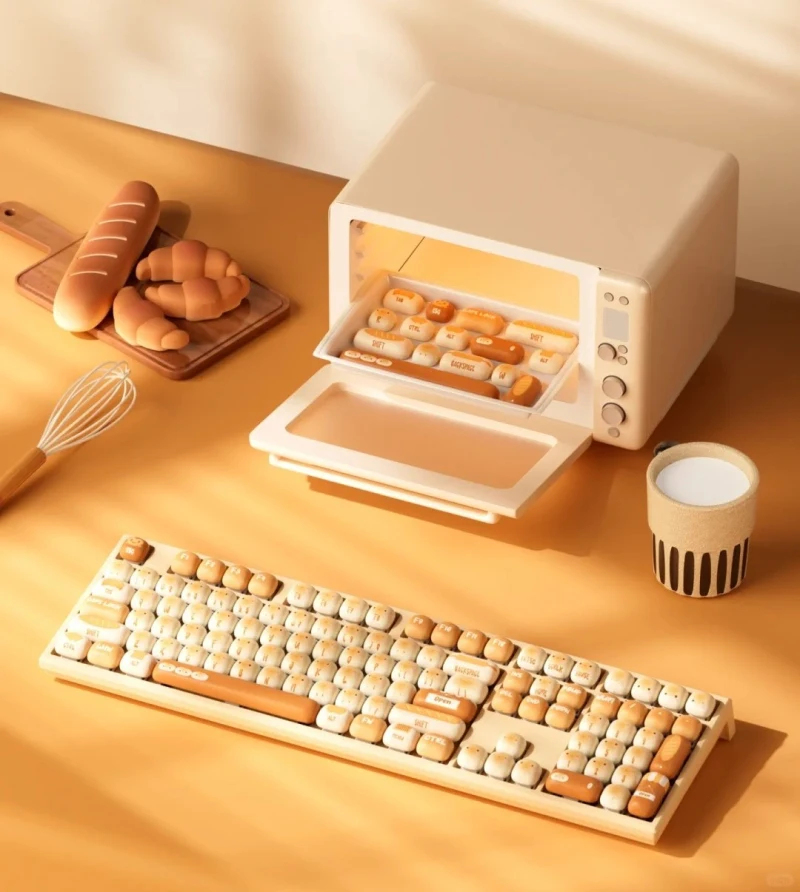 New Mantou Paradise Mechanical Keyboard Hot Swappable 3 Mode Small Steamed Bread RGB Bluetooth Wireless Office Gaming Keyboard