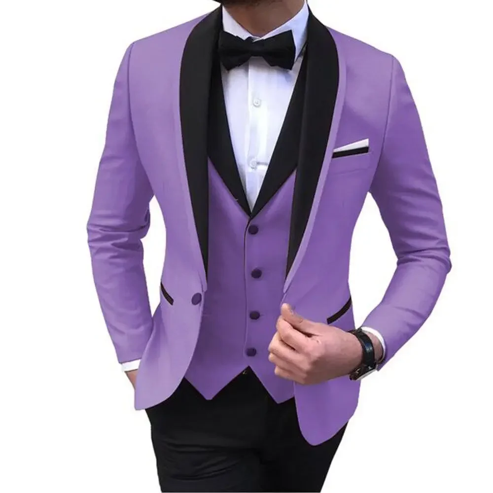 New European and American Business Casual Suit Men\'s Three-piece Set Groom Best Man Wedding Banquet Large Size Suit Handsome Man