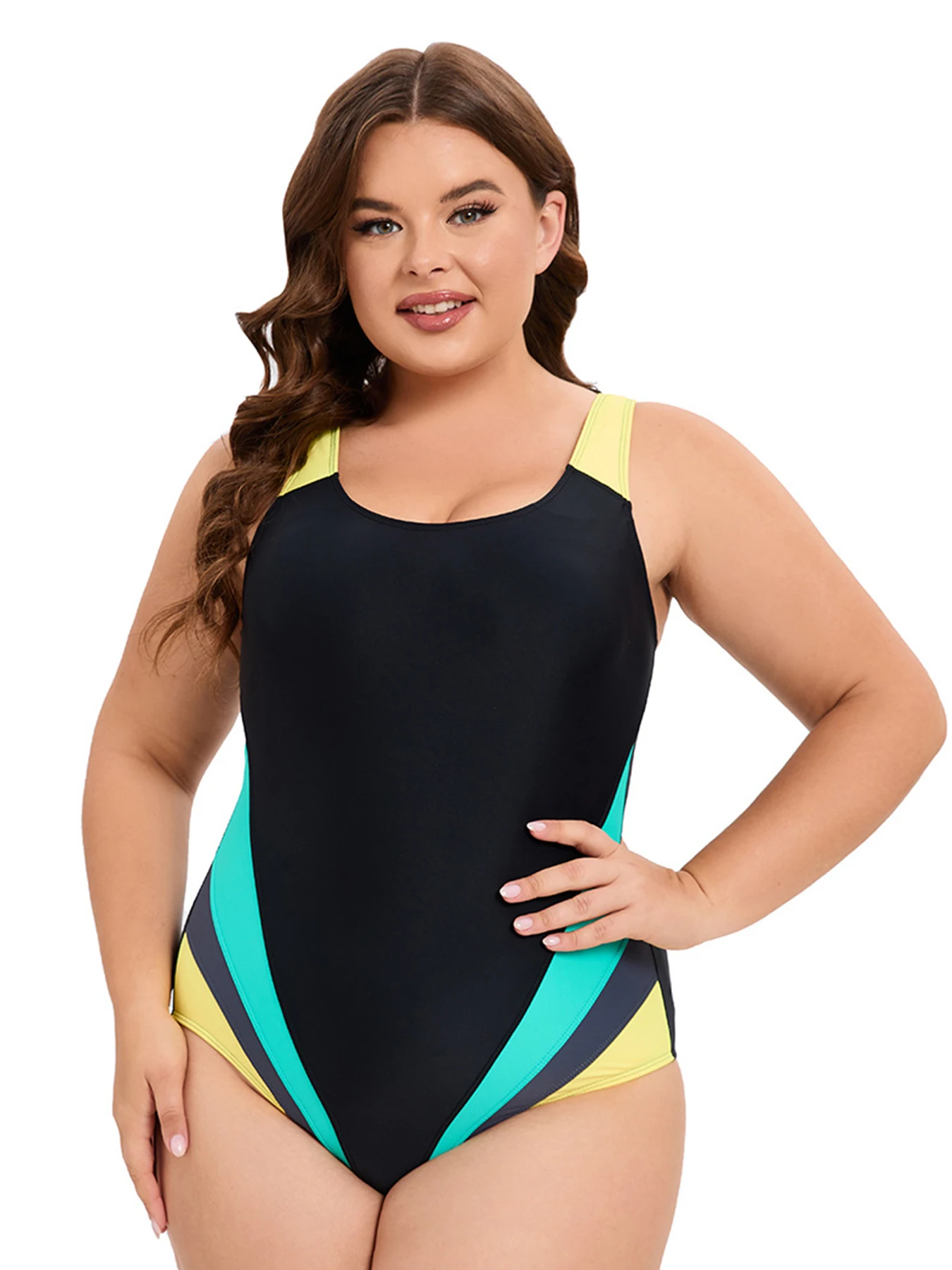 

XL-5XL New Patchwork Sports Swimwear Women One Piece Swimsuit Female Professional Swimming Suit For Women Backless Bathing Suit
