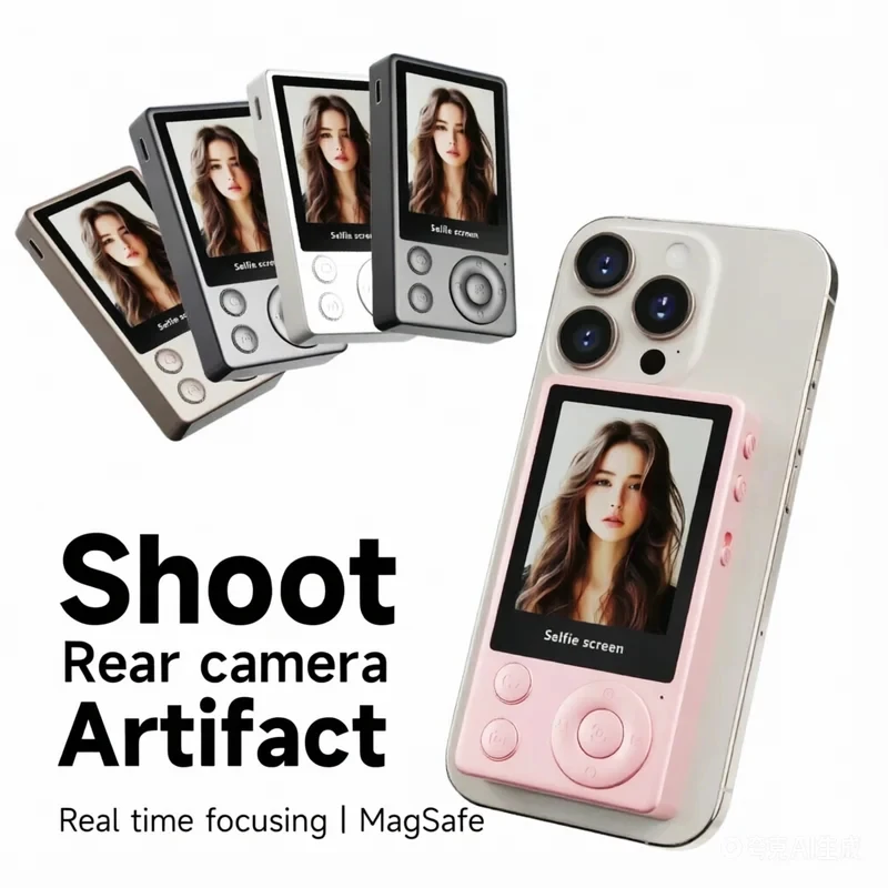 

Wireless Magnetic Phone Selfie Monitor Screen Mount Vlog Phone Rear Camera Selfie WiFi Bluetooth Connection for Selfie Live