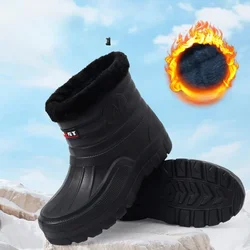 25 Winter Snow Boots Plush Warm shoes men Outdoor Waterproof Cotton shoes man Rain Boots Mid-high Tube Water Shoes botas 장화 낚시장화