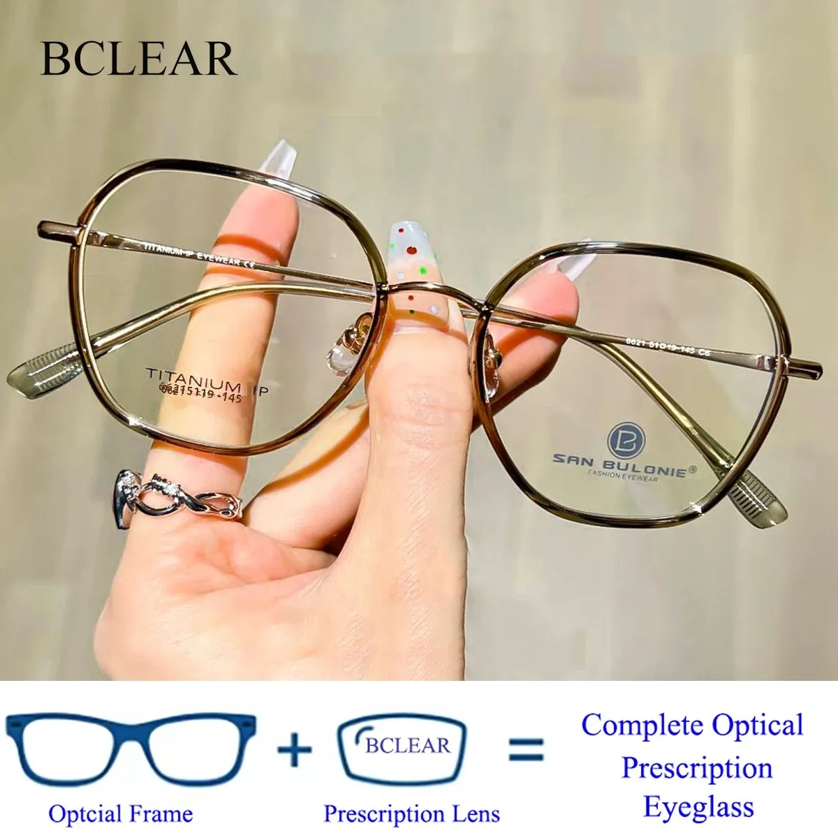 BCLEAR Ultra Light Retro Round Frame Myopia Presbyopia Titanium Women's Eyeglass Frame Optical Prescription Gasses Male Popular