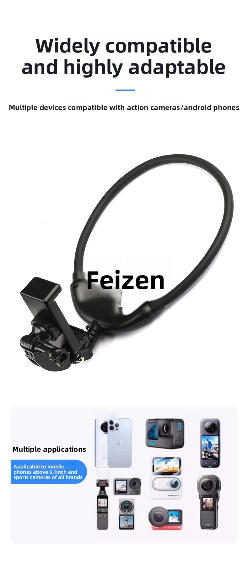 Nackenhalterung für Smartphones, Freihändiger Brustgurt für Videoaufnahmen, Live-Streaming, Angeln, Sport und Action-Kameras – Detail 8