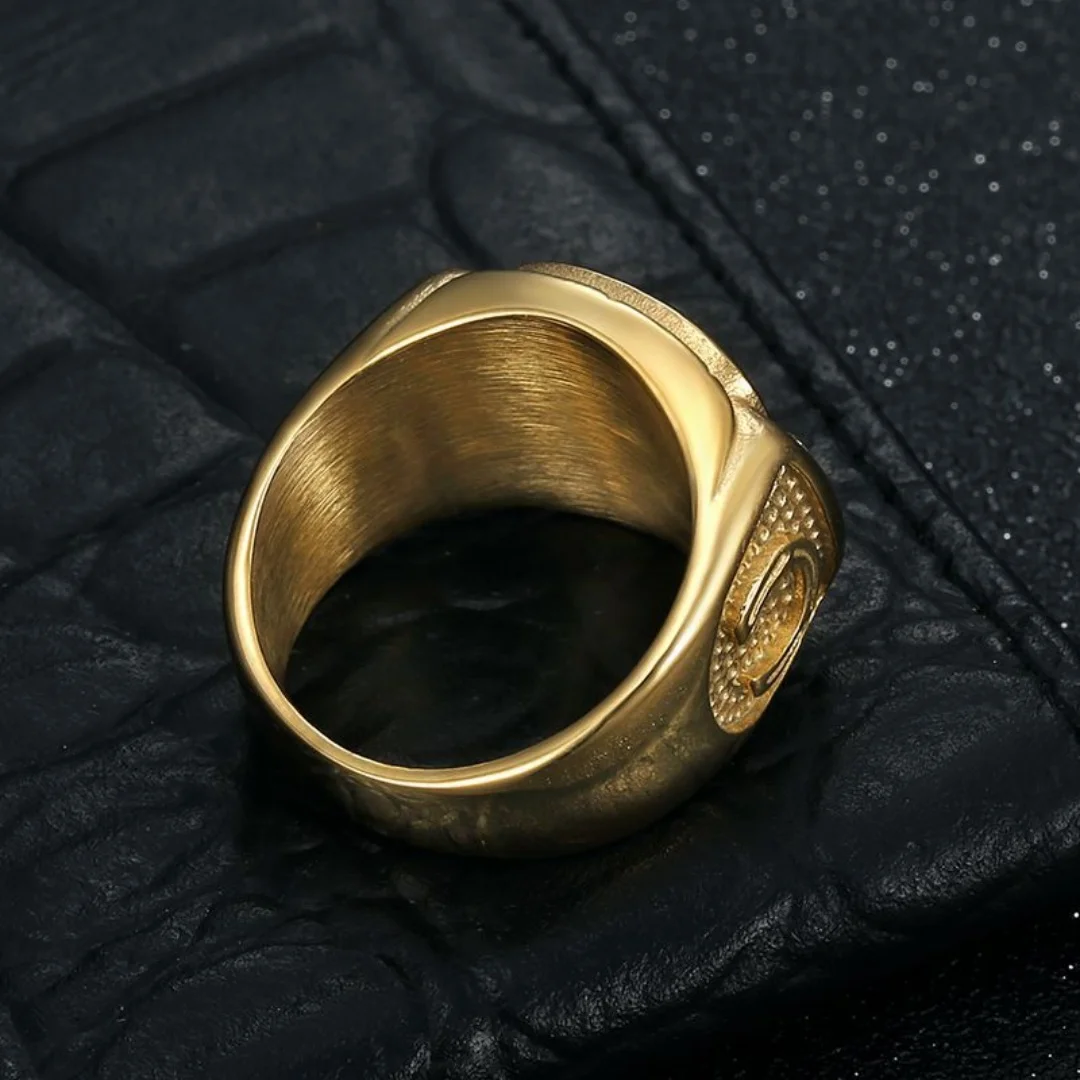 Religious Iced Out Saint Jude Ring 20mm Large Gold Color Stainless Steel Rhinestone Square Christian Rings for Woman Man Jewelry