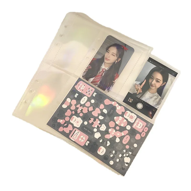 20 Pages/Lot 1/2/4 Pockets HOLOGRAPHIC FOIL LASER Card Pages For Idol Photocards Small Album LOMO Cards Sleeves Storage 6 Holes