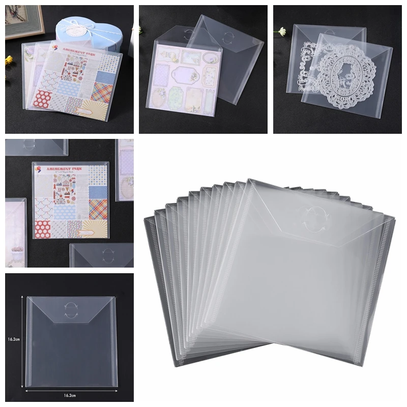 

10PCS/Set Plastic Storage Bag 6.4x6.4inches For Scrapbook Paper Cutting Dies Clear Stamp Collection DIY Tools HOT 2025