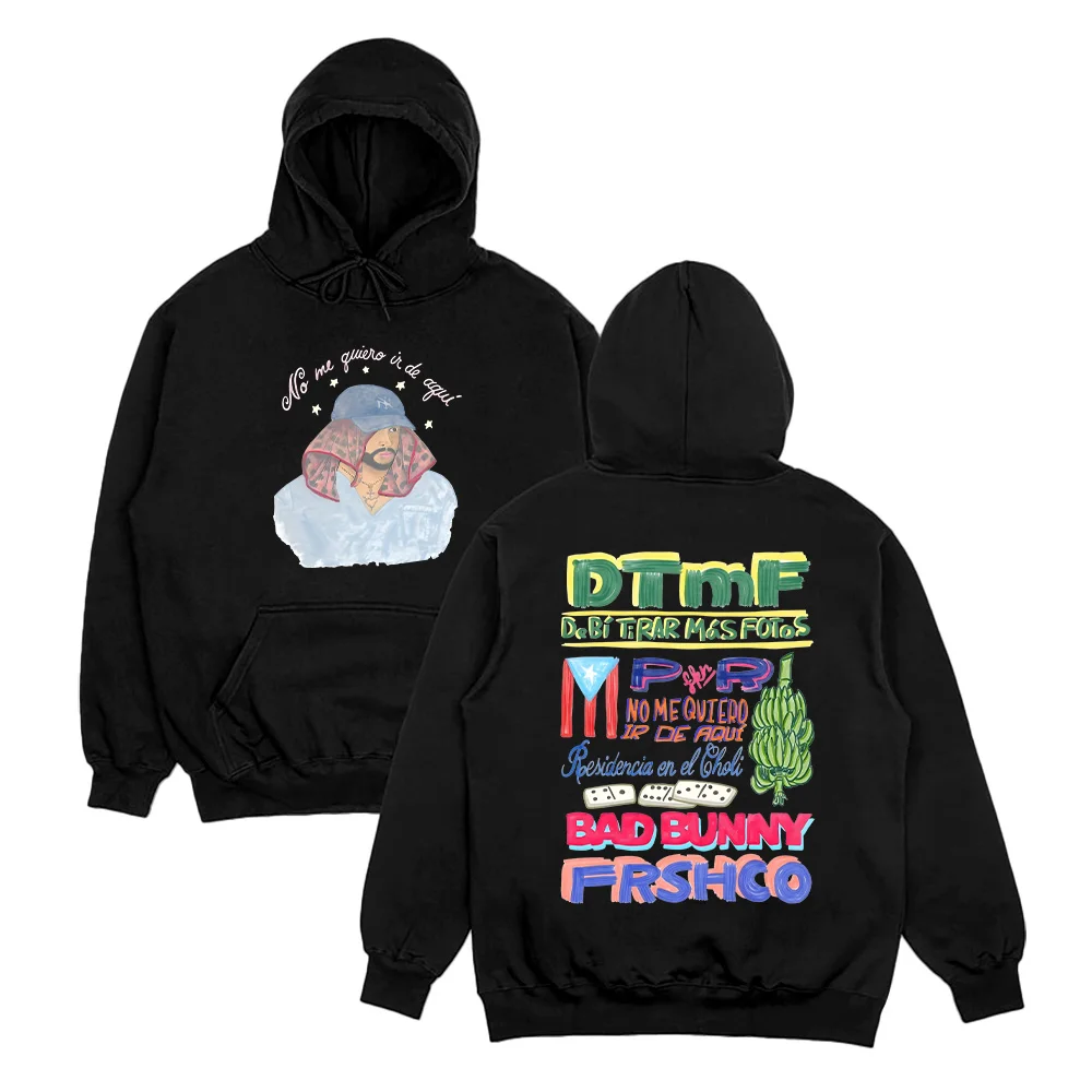 

Rapper Bad Bunny Pullovers DTMF Merch Residencia Full Tour Hoodies Men Women's Fashion Casual High Street Sweatshirts Streetwear