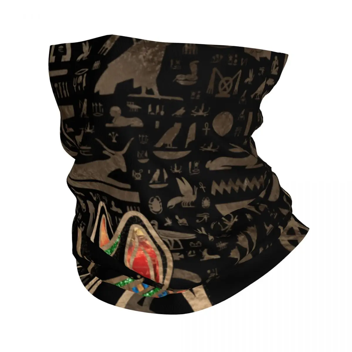 Egyptian Cat Bastet Bandana Neck Cover Printed Egypt Pharaoh Ethnic Balaclavas Face Mask Scarf Multi-use Headband Riding for Men