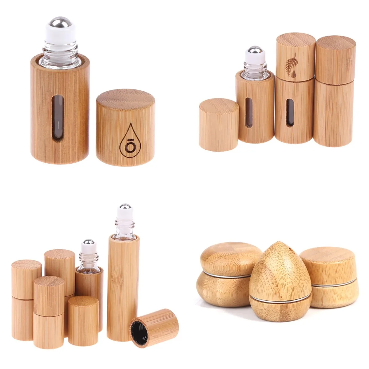 1 قطعة الخيزران لفة على زجاجة 1-10 مللي الخشب الأسطوانة زجاجة من الضروري النفط شفة اللمعان إعادة الملء أنبوب فارغة الخشب/زجاج زجاجة سيارة parfume