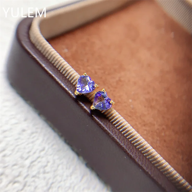 

Серьги из натурального танзанита класса VVS, серьги из серебра 925 пробы с аллергией и позолотой 18 карат, 5 мм, всего 1 карат, ювелирные изделия из танзанита