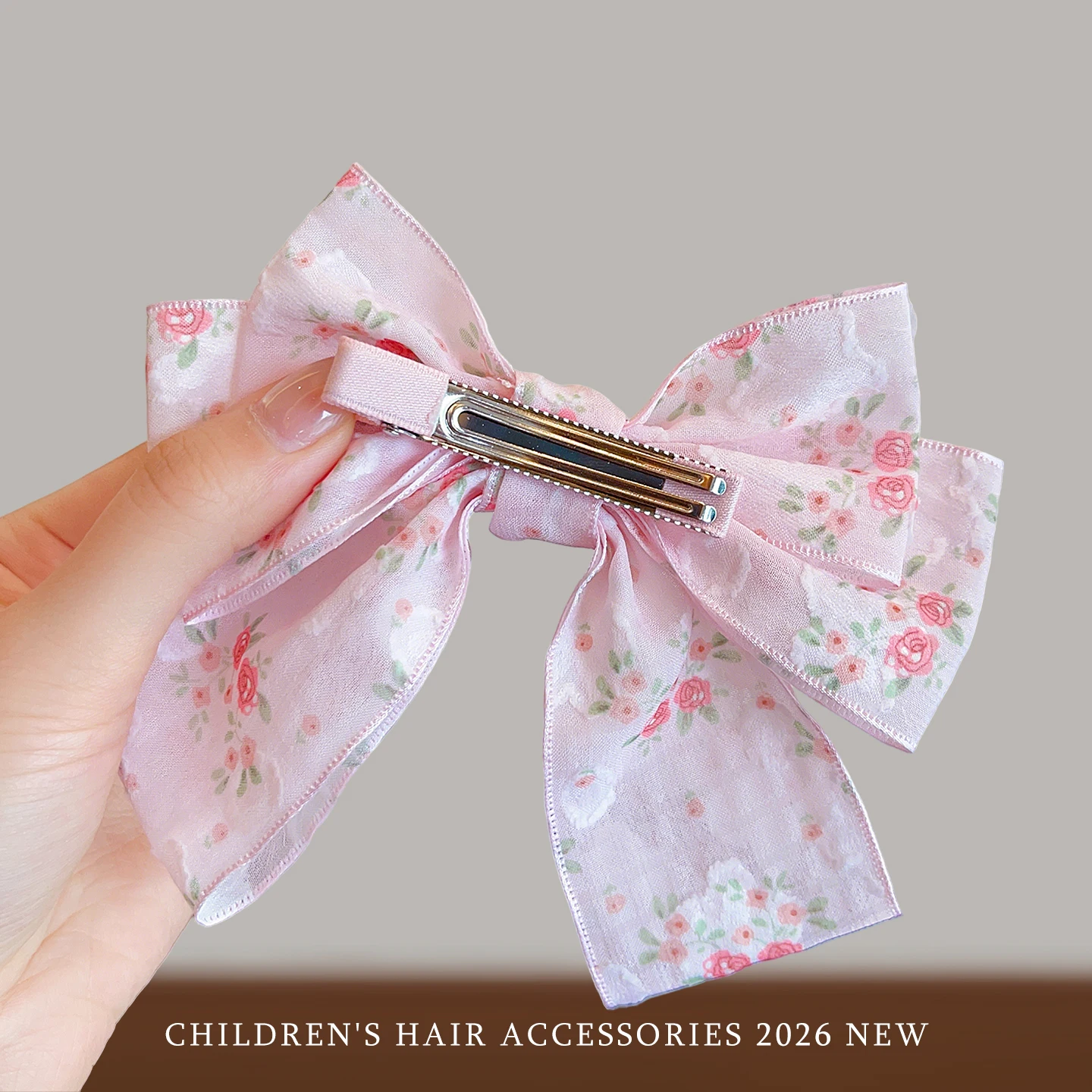 2026 Neue Coquette Süße Blumen-Chiffon Große Strukturierte Haarspange mit Schleife, Haarschonende Haarklammer für Babys, Kleinkinder und Kinder, Geschenk – Detail 7