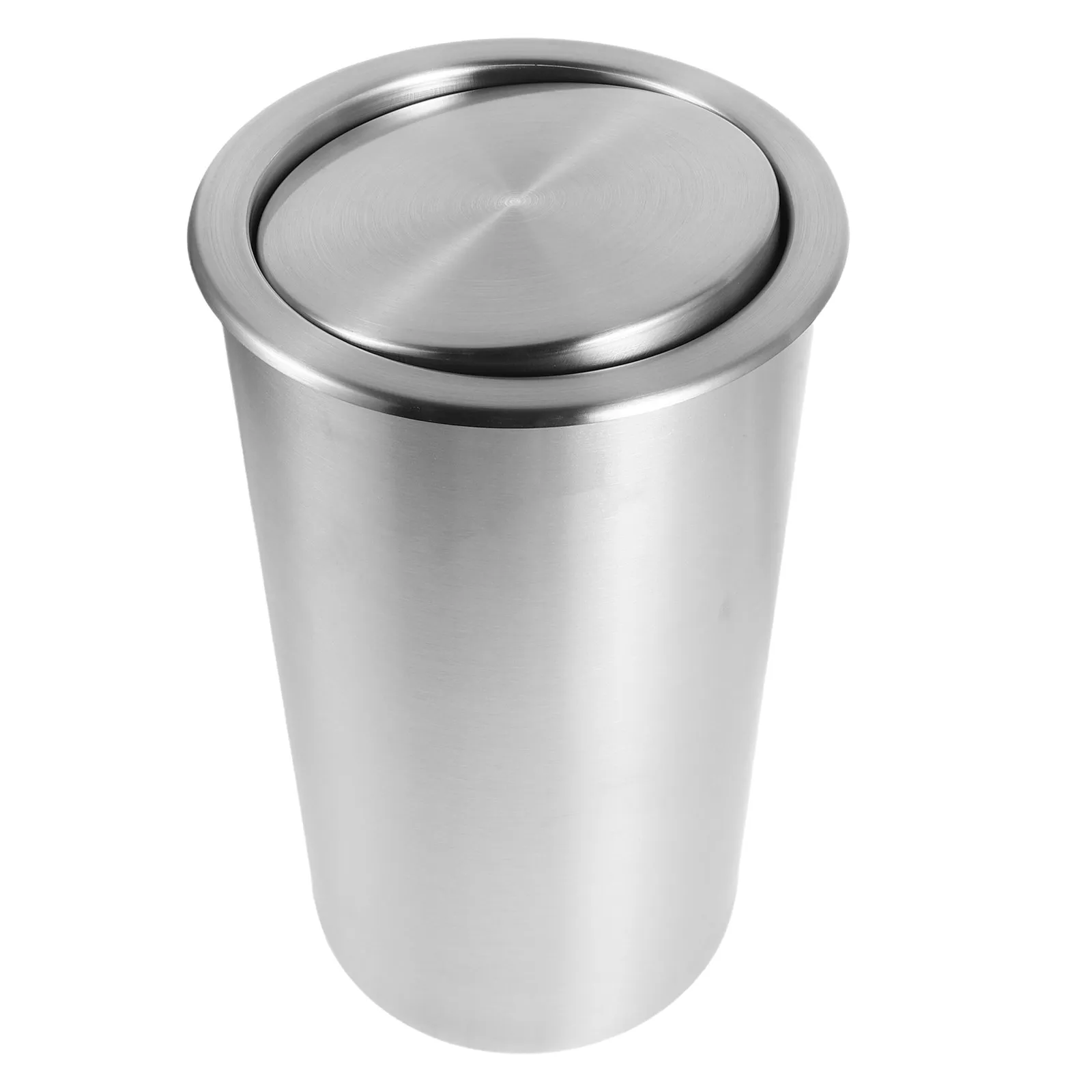 Built-in Countertop Trash Can 5.5L Round Stainless Steel Swing Lid Recessed Embedded Garbage Bin for Kitchen Cabinet Waste