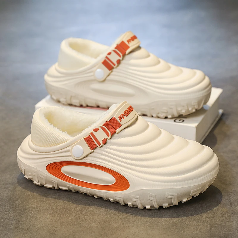 رجل الشتاء أحذية قطنية قباقيب قطيفة دافئة للرجال مكافحة زلق مقاوم للماء زلة Ons منزل الشرائح 2025 جديد عصري شبشب شتوي #2