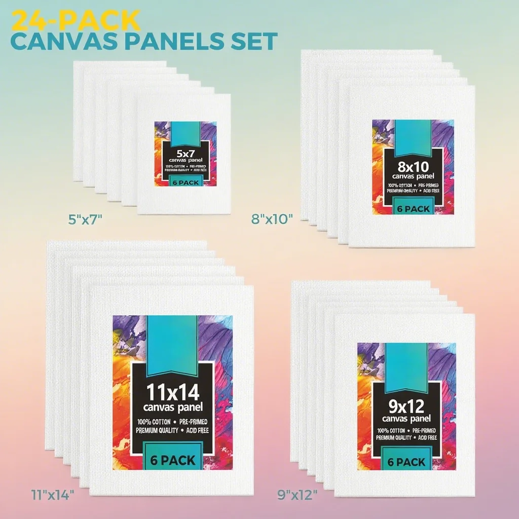 

24Pcs Canvas Board, Art Painting White Blank Canvas Panels for Acrylic, Gouache, Oil, Painting, Drawing, Flow Pouring