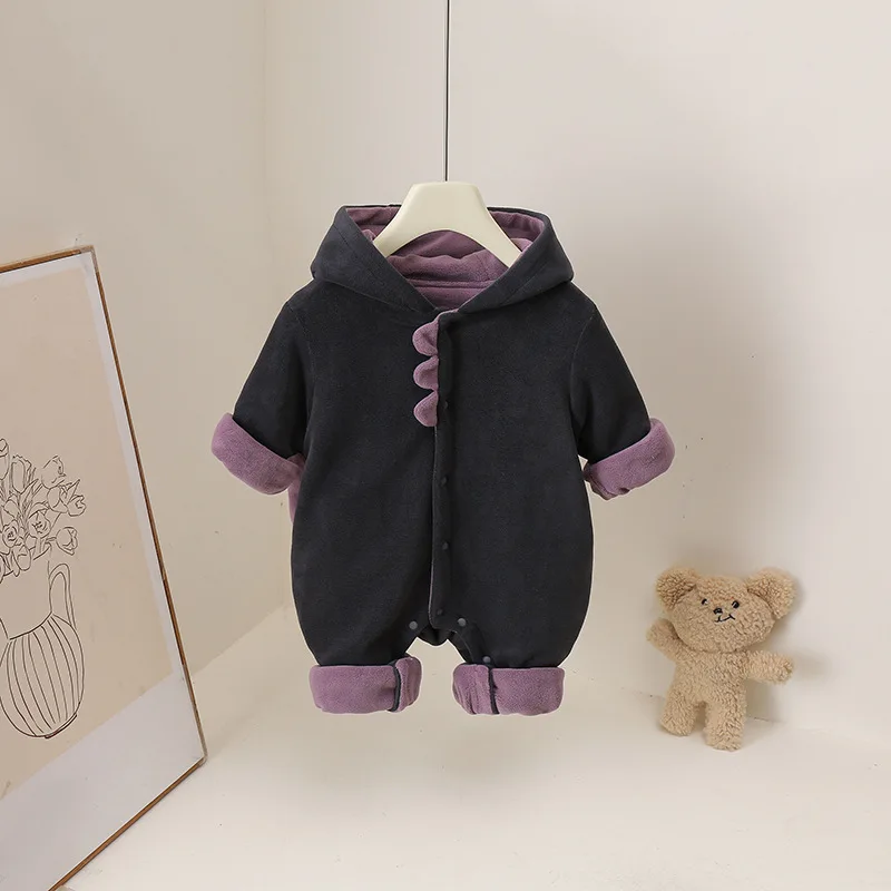 0-3 Y Winter Baby Rompers Fur Lining Boys Jumpsuits Warm Thicken Lining Girls Outfit Toddler Gills Clothes