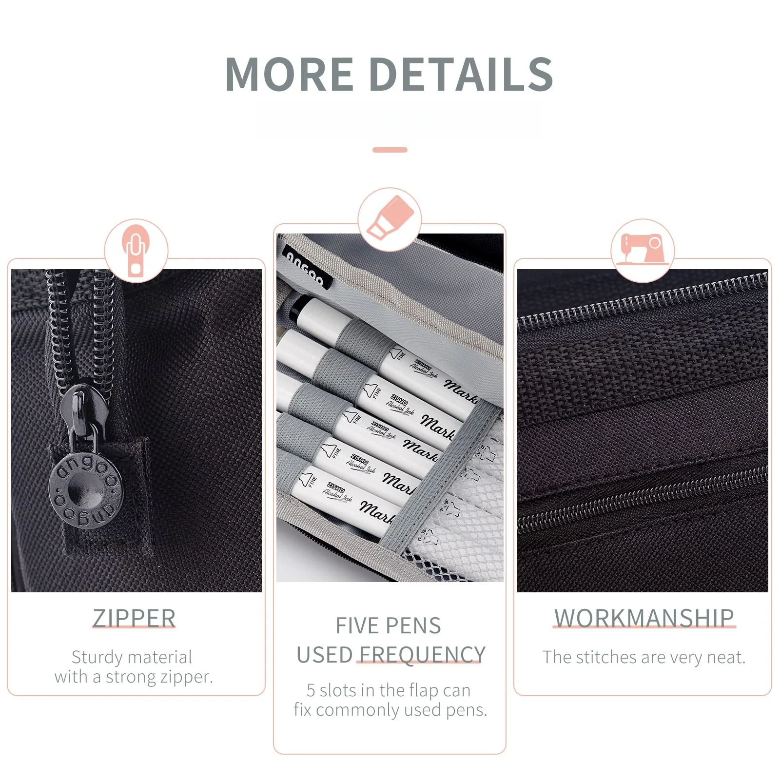 Estojo de Lápis de Grande Capacidade, Estojo de Lápis Fofo para Estudantes, Grande Bolsa para Canetas, Caixa de Armazenamento para Meninos e Meninas, Material Escolar
