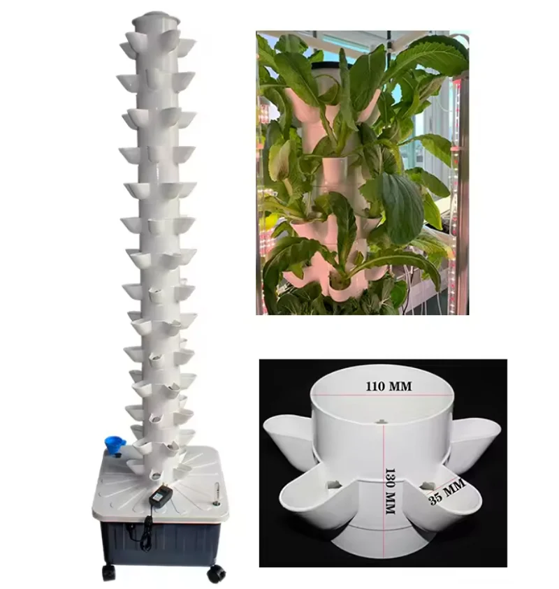 70/75Holes Hydroponic System Garden Balcony Vertical Hydroponics Tower Vegetable Planter Soilless Culture Grow Kit