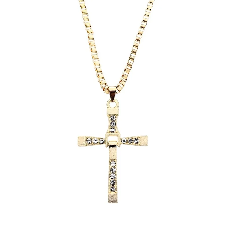 Fast And Furious 6 7 10 Hard Gas Actor Dominic Toretto / Cross Rhinestones Necklace Pendant Gift For Your Boyfriend