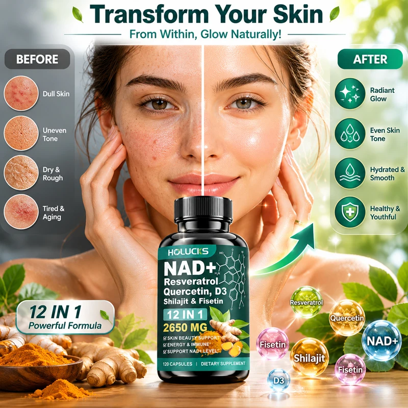 Cápsulas de NAD+ con Resveratrol, Suplemento 12 en 1, Mejora la Vitalidad Celular, Apoya la Energía y la Concentración, la Salud Inmunológica y de la Piel - Image 5