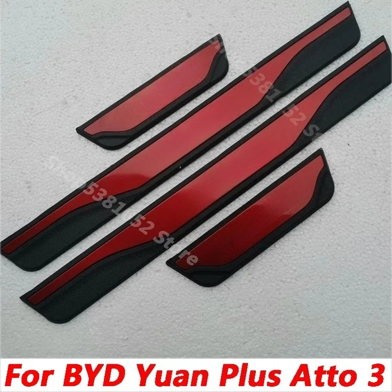 For BYD Yuan Plus Atto 3 2021 2022 2023 Stainless Steel Door Sill Kick Protector Guard Scuff Plate Pedal Cover Car Accessories
