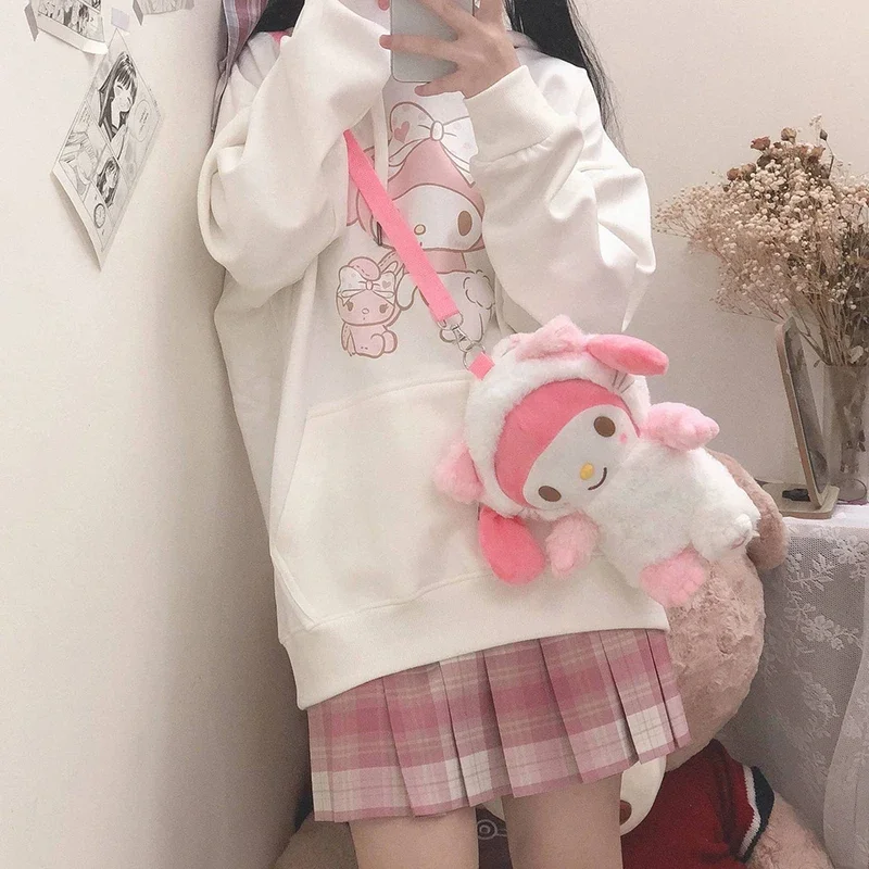 Women Spring Korean Cartoon Print Hooded Pullover Japanese Sweet Hoodie for Girls Oversized Sweatshirt Y2K Clothes Female Hoodie