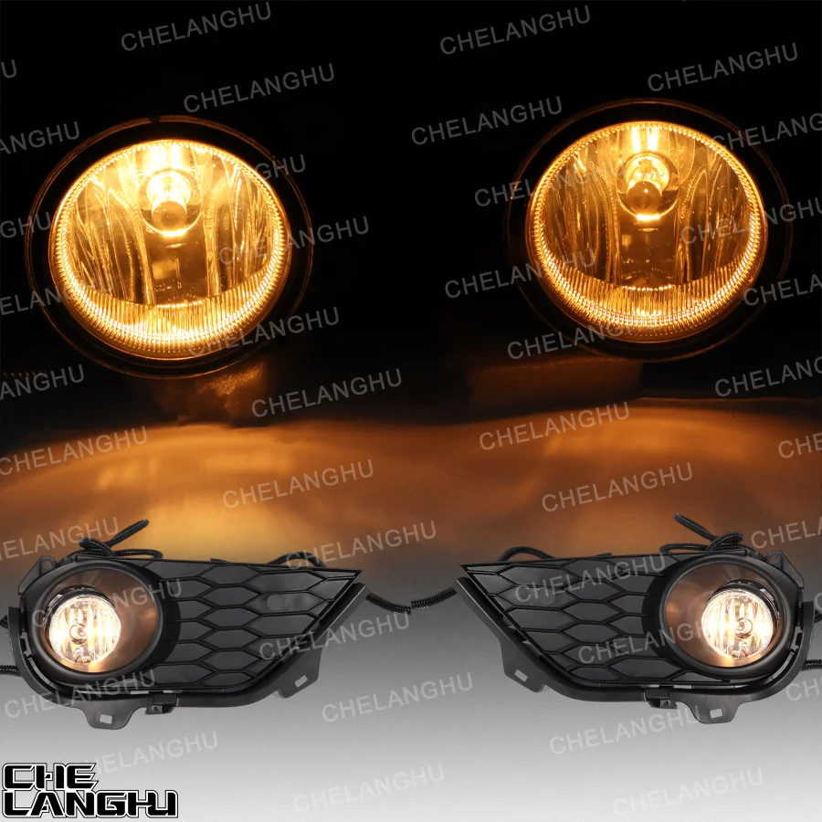 For Honda Pilot 2019 2020 2021 2022 Car Front Halogen Fog Light Kit with Grille Cover Wire Switch Relay Car Accessory Set