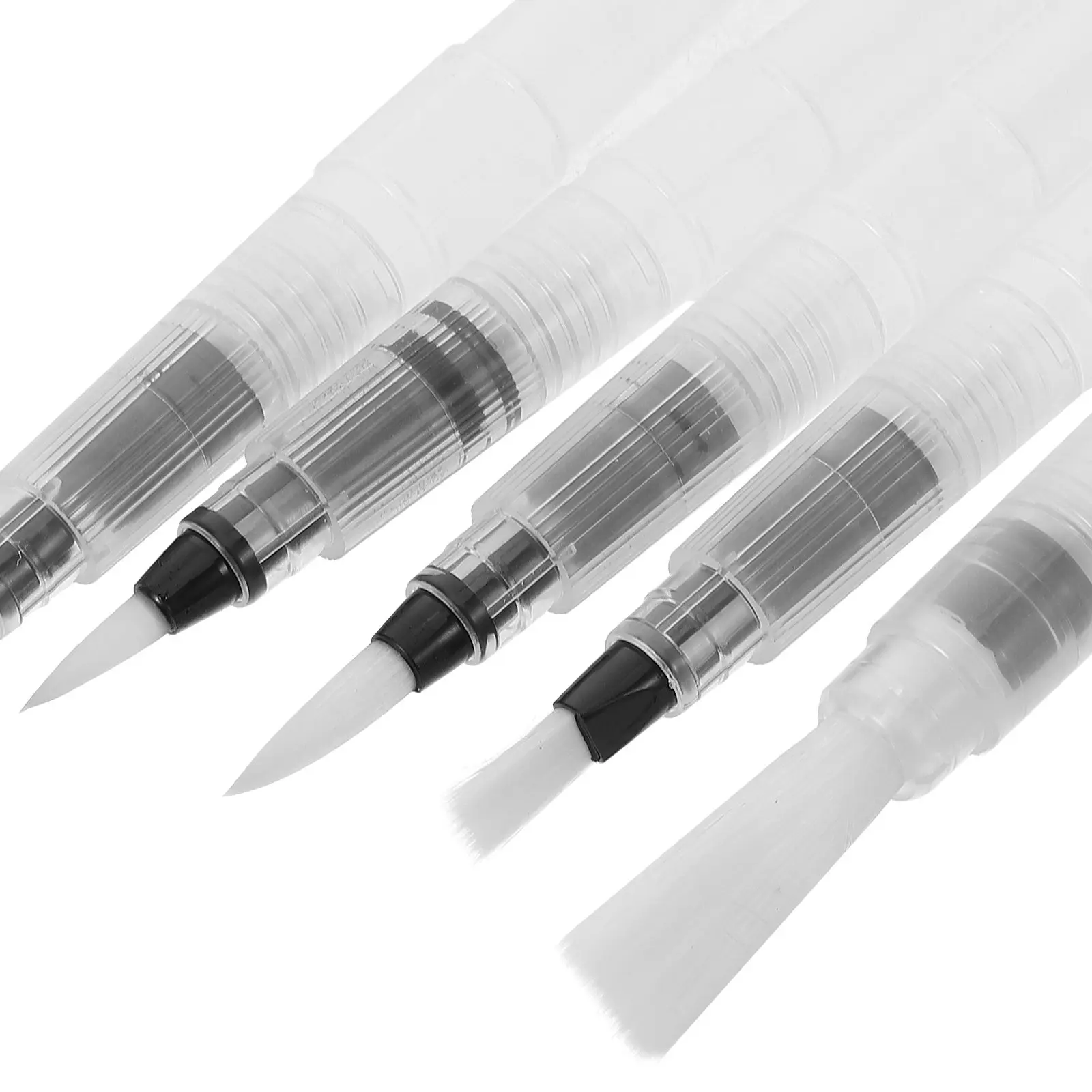 6Pcs Water Brush Pens Set Refillable Soft Nylon Tip Different Sizes Portable Watercolor Painting Calligraphy Lettering Brushes