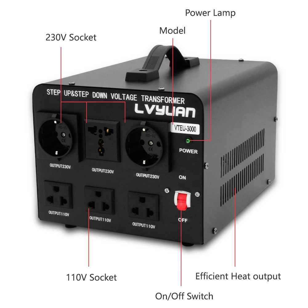 Imagem -04 - Transformador de Tensão 3000w 220v a 110v e 110v a 220v Conversor de Tensão para Cima para Baixo para Eletrodomésticos