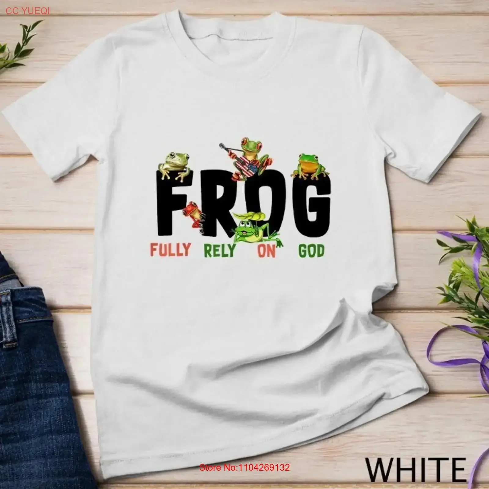 Frog fully rely on God T shirt vintage Washed designer clothes graphic Versatile streetwear Stretched fashion homme Soft