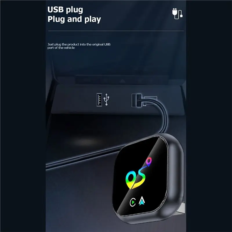A98M AI Box 2In1 Wireless Carplay Android AUTO Adapter Bluetooth5.0+ Wifi Location Finder Function Wired To Wireless