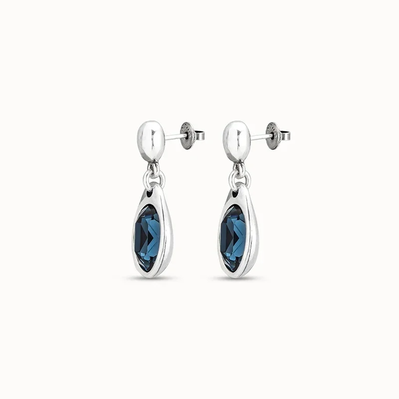 Luxury 2024 Spanish original unode50 stylish blue crystal dangling earrings for women elegant temperament jewelry party birthday