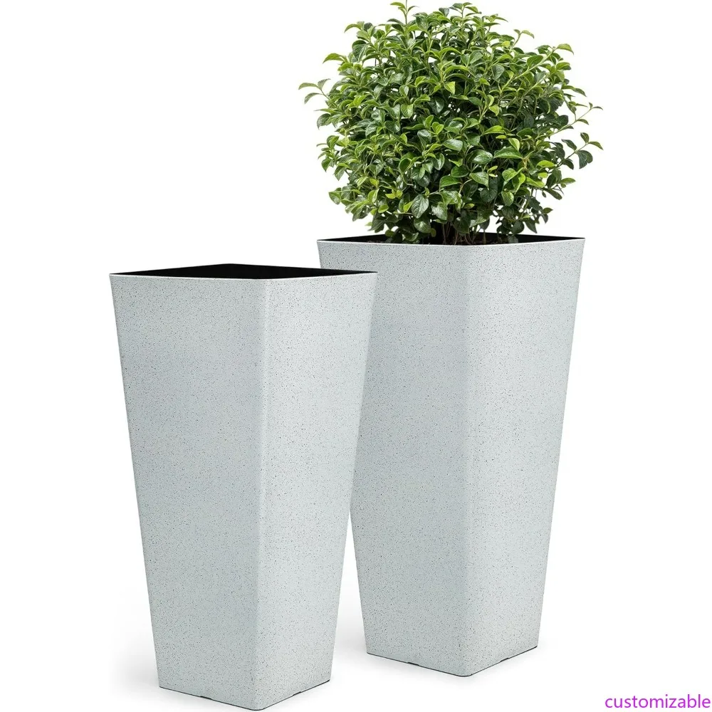 

Pair of 28-Inch Tall Planters for Indoor and Outdoor Use, Large Tapered Pots, Modern Plant Containers Suitable for Patio, Garden
