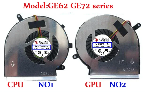 

PAAD06015SL Fan For MSI GE62 GE72 PE60 PE70 GL62 N303 N302 GE60 A166 MS-16GA 16GC MS-16GH MS-16GF MS-16GD GL72 GE70 1756 series