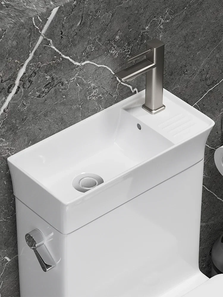 Household Small Apartment Flush Toilet with Wash Basin Integrated Energy-Saving Siphon Sit Toilet Toilet Deodorant