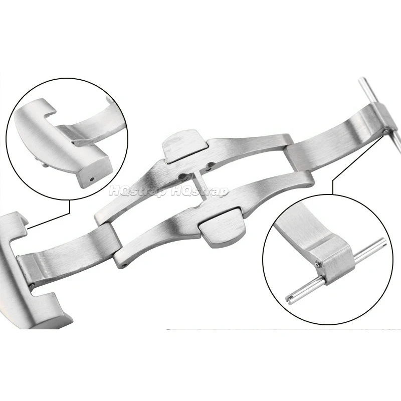 20mm 22mm Butterfly Metal Clasp Solid Stainless Buckle for Panerai Folding Deployment Button Polished Matte Watches Accessories