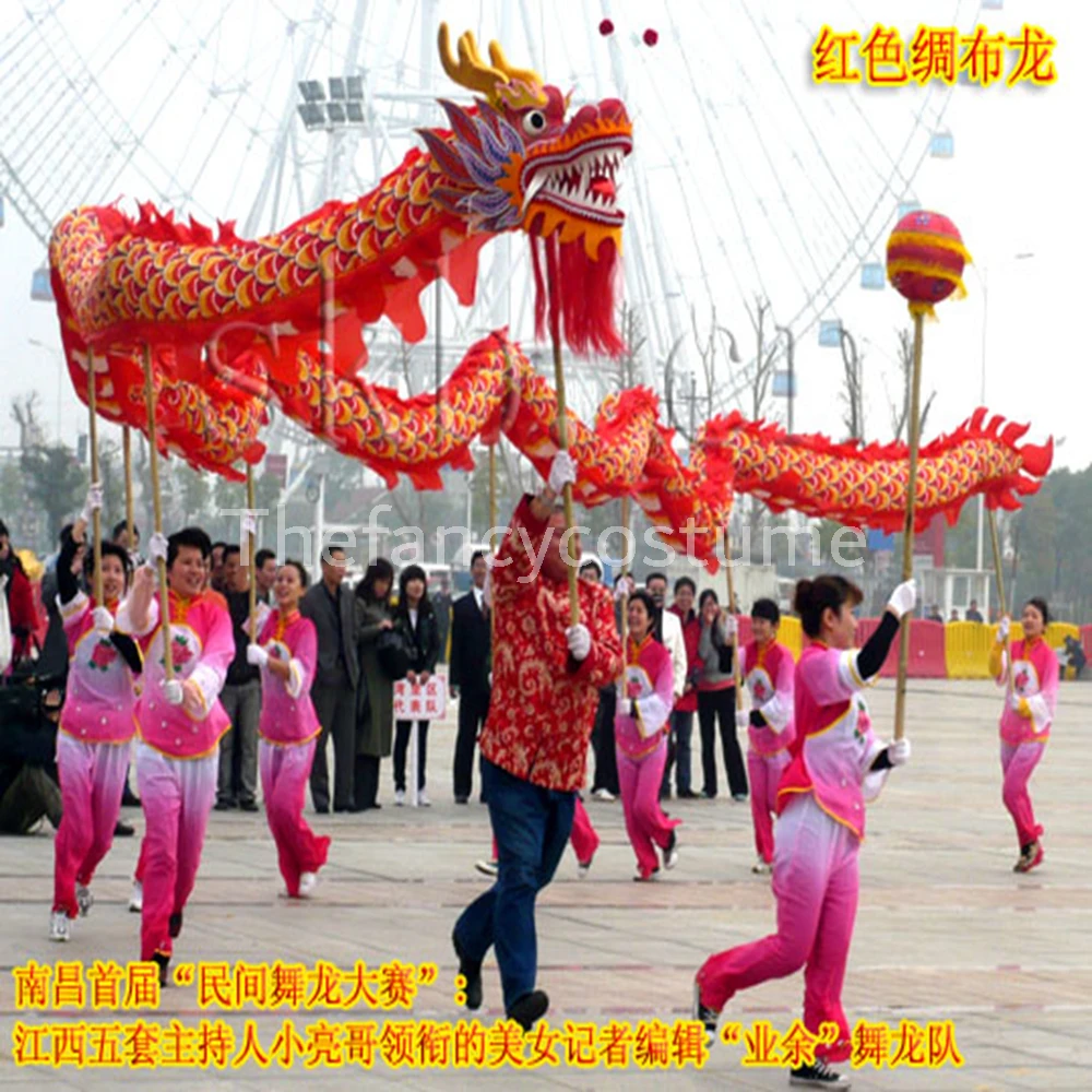 

DRAGON DANCE Props Adult Size 4 Silk Frabic Chinese Traditional Culture Wulong ORIGINAL Folk Festival Celebration