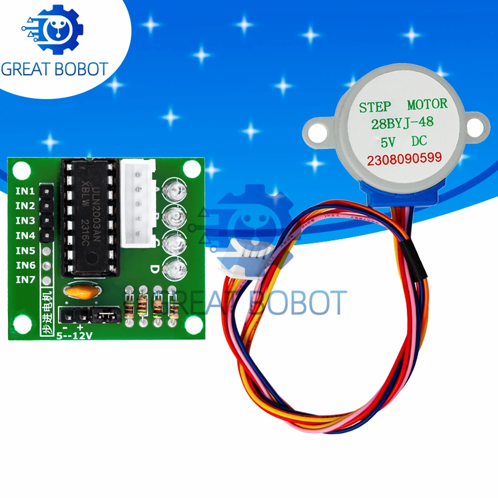 C-48-5V 4 Phase 5V Stepping Motor Matching ULN2003 Step Motor Driver Board Complete Control Module Kit for Arduino Experimen