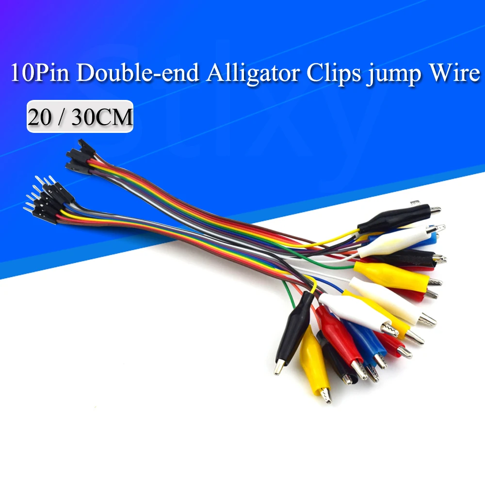 20cm 30cm 10pin Double-end Alligator Clips jump Wire Male Female Crocodile Clip Test Lead Jumper Wire Line Cable DIY Connection
