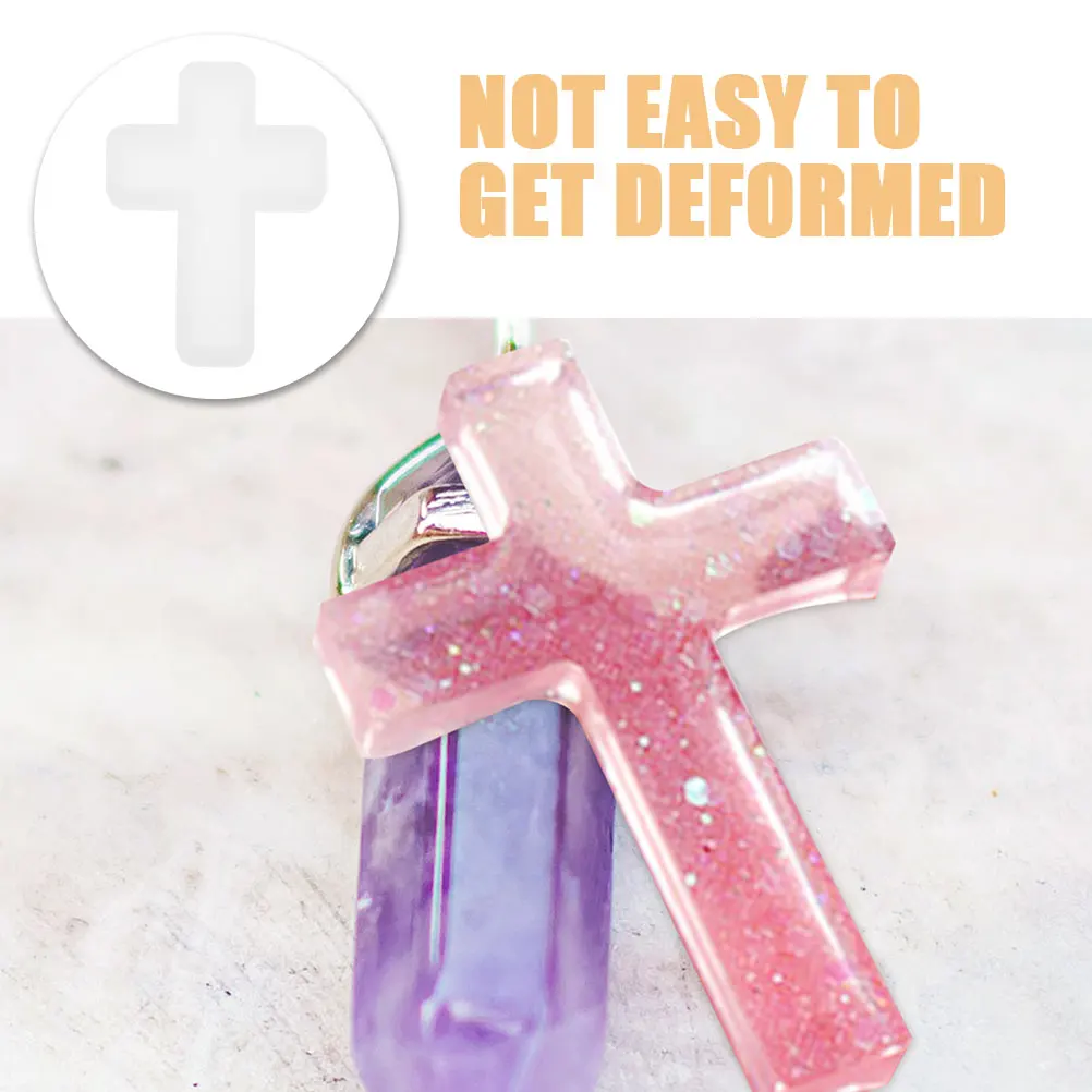 

5 Pcs Cross Silicone Mold Necklace Pendant Crafts Making Epoxy Resin Jewelry DIY Supplies Crystal Casting Tools