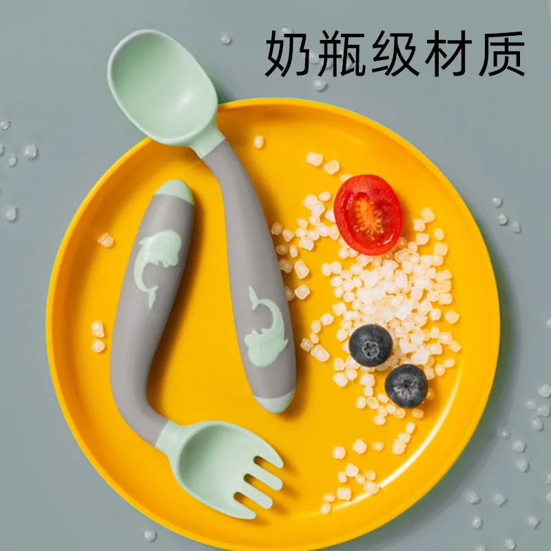 Baby food spoon/training spoon, twist fork/children's tableware learning to eat special training spoon feeding