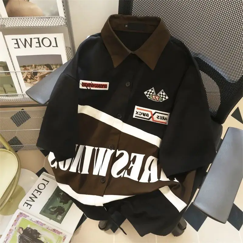 

plus Size 300 Pou Men's ort Sve irt Retro Splicing Design Summer Color Colion Outerwear f Sve Breathable